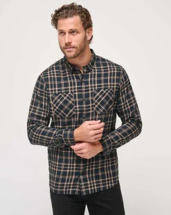 Cloud Flannel Plaid Button-Up