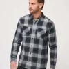 Cloud Flannel Plaid Button-Up