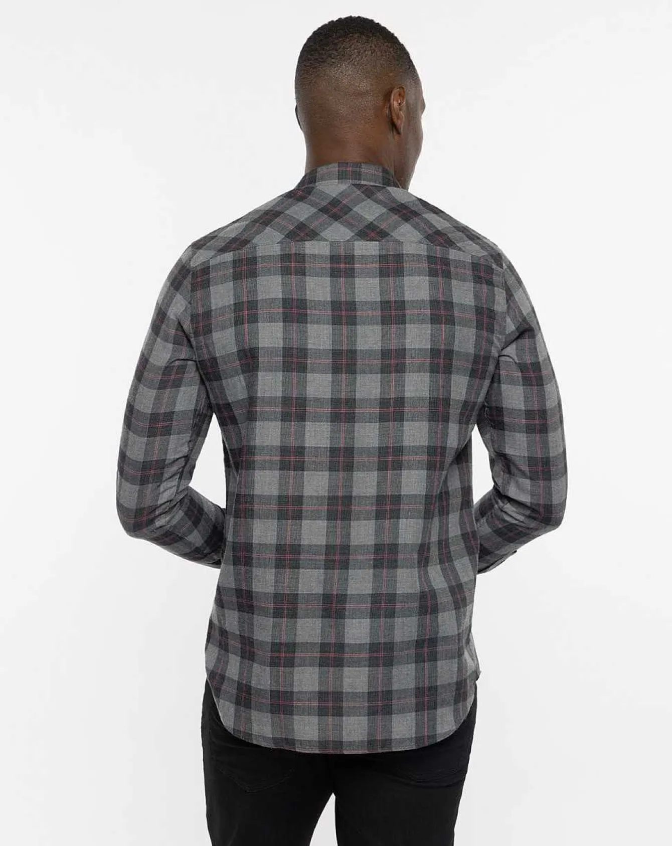 Cloud Flannel Plaid Button-Up