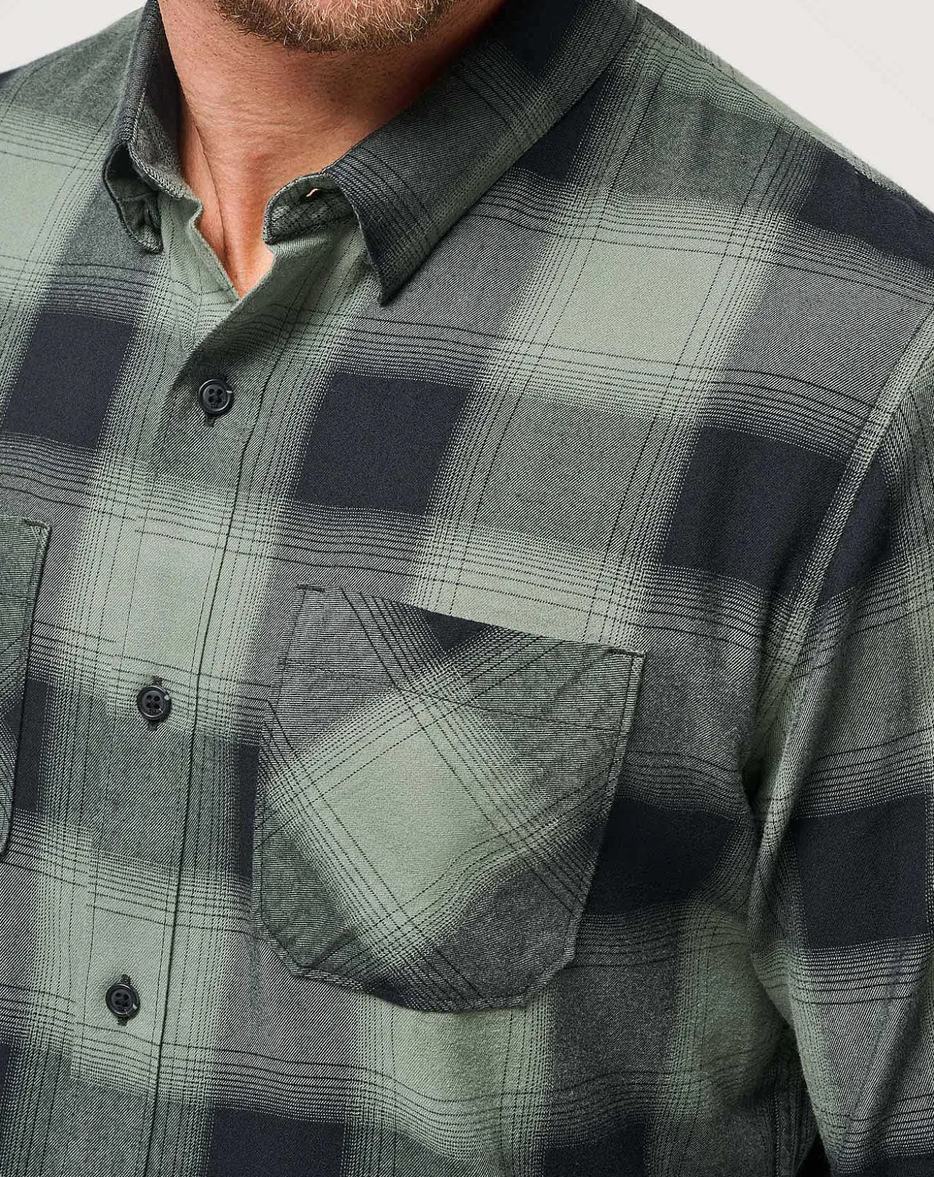 Cloud Flannel Plaid Button-Up