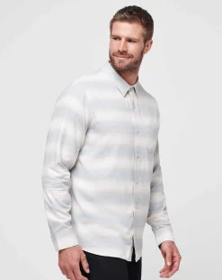 Cloud Flannel Stripe Button-Up