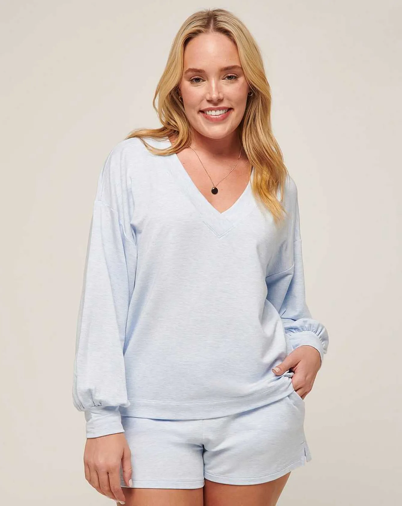 Cloud Terry Vneck Top