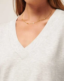 Cloud Terry Vneck Top